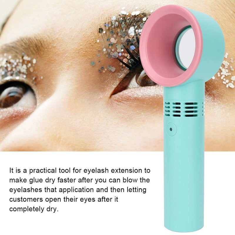 woobles Eyelash Fan Dryer Bladeless Handheld Fan, Handheld Portable USB Bladeless Handy Fan Mini Eyelashes Dryer Fan for Family Outdoor Amusement Park Camping Eyelashes Drying Makeup - Image 4